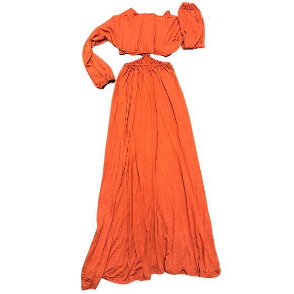 NWT Fantastic Fawn maxi in copper cut out waist & open back. Elastic waist - Picture 5 of 15